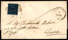 Antichi Stati Italiani - Modena - 40 Cent Azzurro (6) Isolato Su Lettera Da Carrara A Roma Del 19.1.1856 - A. Diena + L. - Sonstige & Ohne Zuordnung