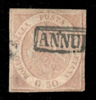 Antichi Stati Italiani - Napoli - 1858 - 50 Grana Rosa Brunastro (14) - Usato - Cert. Biondi - Sonstige & Ohne Zuordnung