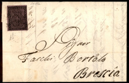 Antichi Stati Italiani - Parma - 25 Cent (4) Isolato Su Lettera Da Parma A Brescia Del 20.5.1853 - Ottimi Margini - Molt - Other & Unclassified