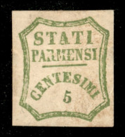 Antichi Stati Italiani - Parma - 1859 - 5 Cent Verde Giallo (13) - Gomma Originale Con Linguella - Cert. Diena - Autres & Non Classés
