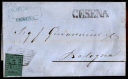 Antichi Stati Italiani - Romagne - 3 Bai (4) Isolato Su Lettera Da Cesena A Bologna Del 9.11.1859 - R. Mezzadri + A. Die - Otros & Sin Clasificación