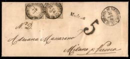 Antichi Stati Italiani - Sardegna - Coppia Del 10 Cent (14C) Annullato Con Ambulante Da Bologna A Alessandria - Bustina  - Andere & Zonder Classificatie