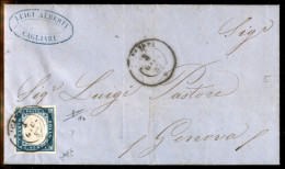 Antichi Stati Italiani - Sardegna - Fresca Lettera Da Cagliari 3.6.57 Affrancata Con 20 Cent (15e) Molto Bene Marginato  - Otros & Sin Clasificación