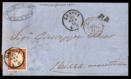 Antichi Stati Italiani - Sardegna - Lettera Da Genova 26.1.61 Recante 40 Cent (16Db) Ottimamente Marginato - Raro Colore - Other & Unclassified