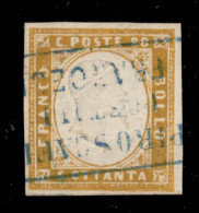 Antichi Stati Italiani - Sardegna - 80 Cent (17C) Bene Marginato Annullato In Cartella Piroscafi/Postali/Francesi - AD - Otros & Sin Clasificación