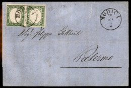 Antichi Stati Italiani - Sicilia - Lettera Da Modica 30.11.61 Affrancata Con Coppia Bene Marginata Del 5 Cent (13Cc) -   - Autres & Non Classés