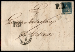 Antichi Stati Italiani - Toscana - 6 Crazie Azzurro Cupo (15b) Ben Marginato Su Lettera Da Livorno A Cesena Del 7.9.1858 - Andere & Zonder Classificatie