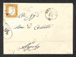 Regno - Vittorio Emanuele II - Lettera Da Cosenza 29 Nov. 62 Per Napoli Con 10 Cent Arancio Ocra (1h) Bordo Di Foglio A  - Other & Unclassified