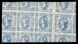Regno - Vittorio Emanuele II - 1863 - Resto Di Stampa - 15 Cent Litografico (12/12 Celeste - Varietà) - Blocco Di 8 Con  - Autres & Non Classés