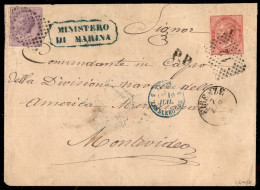 Regno - Vittorio Emanuele II - Busta Per Montevideo (Uruguay) Da Firenze 7 Lug ....affrancata Con 40 Cent Rosa Carminio  - Andere & Zonder Classificatie