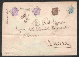 Regno - Vittorio Emanuele II - Bustone Raccomandato Con Affrancatura Tricolore (T21 Due + T19 + L26) Da Rodi A Lucera De - Autres & Non Classés
