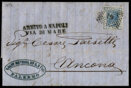 Regno - Vittorio Emanuele II - Bollo Su Due Righe Arrivo A Napoli Via Di Mare Su Lettera Del 1872 Affrancata Con 20 Cent - Otros & Sin Clasificación