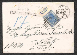 Regno - Vittorio Emanuele II - 20 Cent (T26) Bordo Foglio Con Parte Del Numero Di Tavola (28) - Isolato Su Busta Da Vice - Other & Unclassified