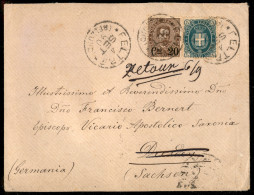 Regno - Umberto I - Lettera Per La Sassonia Da Feltre 4 Set. 90 A Dresda Affrancata Con 5 Cent Verde Stemma + Soprastamp - Altri & Non Classificati