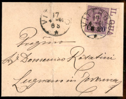 Regno - Umberto I - Soprastampato 20 Cent Su 50 Cent Violetto Con Bordo Foglio A Destra (58) Su Bustina Da Viterbo 17.4. - Andere & Zonder Classificatie