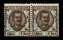 Regno - Vittorio Emanuele III - 1901 - 1 Lira Floreale (77b) - Doppia Stampa Del Bruno Su Coppia Orizzontale - Gomma Int - Autres & Non Classés