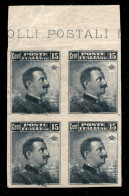 Regno - Vittorio Emanuele III - 1911 - 15 Cent Michetti (96e) - Quartina Bordo Di Foglio Non Dentellata - Gomma Integra  - Sonstige & Ohne Zuordnung