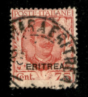 Regno - Vittorio Emanuele III - 1926 - 75 Cent Floreale (113 Varietà) Usato - Stampa Mancante In Basso - Non Catalogato - Sonstige & Ohne Zuordnung