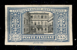 Regno - Vittorio Emanuele III - 1923 - Manzoni - 1 Lira (155d) Non Dentellato - Gomma Originale (1.000) - Altri & Non Classificati