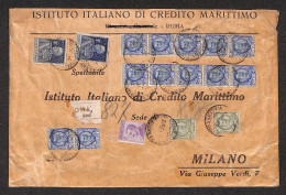 Regno - Vittorio Emanuele III - Raccomandata Da Roma A Milano Del 6.7.26 Con Affrancatura Di 18 Lire (85+190 Due +200 Du - Autres & Non Classés