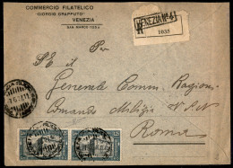 Regno - Vittorio Emanuele III - Busta Raccomandata Viaggiata 7.6.27 Affrancata Con Coppia Del 1,25 Lire Milizia (208) -  - Other & Unclassified