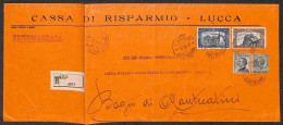 Regno - Vittorio Emanuele III - Busta Raccomandata Da Lucca 5.9.27 Affrancata Con 5 Lire Milizia Ed Altri Valori (209 +  - Sonstige & Ohne Zuordnung