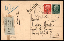 Regno - Vittorio Emanuele III - Una Cartolina Per Tunisi Ed Una Lettera Per Porto Said Entrambe Viaggiate Via Aerea E Af - Other & Unclassified