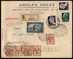 Regno - Vittorio Emanuele III - Busta Raccomandata Viaggiata Da Pescara 19.12.29 Affrancata Con 1,25 Lire Milizia E Vari - Andere & Zonder Classificatie