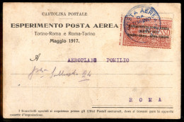 Regno - P.Aerea/Aerogrammi - 1917 (22 Maggio) - Torino Roma - Volo Postale - Longhi 809 - Cartolina  Pomilio (cartrina M - Autres & Non Classés