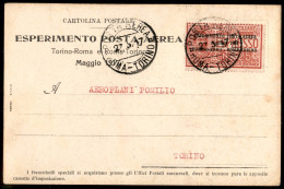 Regno - P.Aerea/Aerogrammi - 1917 (27 Maggio) - Roma Torino - Volo Postale - Longhi 831 - Cartolina Pomilio (cartina Gri - Other & Unclassified