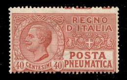 Regno - Posta Pneumatica - 1925 - 40 Cent (9 Varietà) - Dentellatura Orizzontale Spostata Con Parte Di Dicitura Marginal - Other & Unclassified