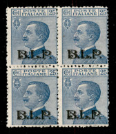 Regno - B.L.P - 1922 - 25 Cent (8) In Quartina - Gomma Integra - Cert. AG (1.550) - Altri & Non Classificati