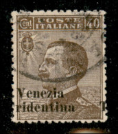 Occupazioni I Guerra Mondiale - Trentino-Alto Adige - 1918 - 40 Cent (24haa) Con Soprastampa Spostata A Sinistra - Usato - Altri & Non Classificati