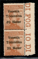 Occupazioni I Guerra Mondiale - Trentino-Alto Adige - 1918 - Coppia Del 20 Heller Su 20 Cent (30e + 30) Con 2 Stampiglia - Andere & Zonder Classificatie