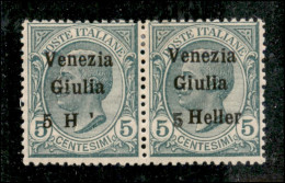 Occupazioni I Guerra Mondiale - Venezia Giulia - 1919 - Coppia Del 5 Heller Su 5 Cent (30ed + Er) Con Soprastampa Parzia - Other & Unclassified