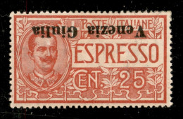 Occupazioni I Guerra Mondiale - Venezia Giulia - 1919 - 25 Cent Espresso (1a) Con Soprastampa Capovolta - Gomma Original - Otros & Sin Clasificación