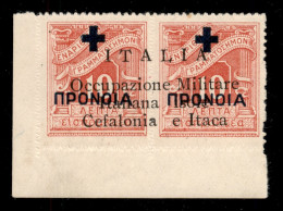 Occupazioni II Guerra Mondiale - Cefalonia E Itaca - Argostoli - 1941 - 10 + 10 Lepta (28 Varietà Oe) Angolo Di Foglio ( - Other & Unclassified