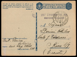 Colonie - Egeo - Rodi - Posta Militare N. 550 (201 Legione CC.NN./Plotone Comando) - Cartolina Postale In Franchigia Da  - Other & Unclassified