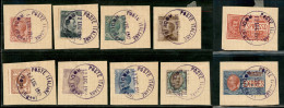 Colonie - Egeo - Rodi - Rodi 12 Lug. 1912 (viola) - 10 Valori Diversi Di Regno Usati Su Altrettanti Frammenti - Autres & Non Classés