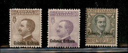 Colonie - Eritrea - 1916 - Soprastampati (38/40) - Serie Completa - Gomma Originale Con Traccia Di Linguella - Otros & Sin Clasificación
