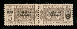 Colonie - Somalia - 1923 - 3 Besa Su 5 Cent Pacchi (21b) Senza Cifra 3 Nella Sezione Sinistra - Gomma Integra - Otros & Sin Clasificación