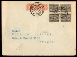 RSI - RSI - 60 Cent Pacchi Postali (29) + Quartina Del 40 Cent Segnatasse (39) - Busta Da Voghera A Novara Del 16.7.44 ( - Otros & Sin Clasificación