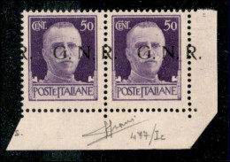 RSI - G.N.R. Brescia - 1943 - 50 Cent (477/Ihcb Errore Pd + 477/Ihcb) - Coppia Angolare (pos. 199/200) Con R A Cavallo R - Altri & Non Classificati