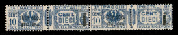 RSI - Definitivi - 1944 - 10 Cent Pacchi Postali (37+37a) -coppia Orizzontale - Pezzo Di Destra Con Soprastampa Di 36 Mm - Altri & Non Classificati