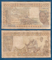 1000 Francs CFA, 1989 A, Côte D' Ivoire, G.021, A 396242, Oberthur, P#_07, Banque Centrale États De L'Afrique De L'Ouest - Stati Dell'Africa Occidentale