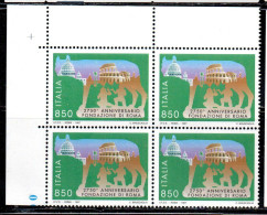 ITALIA REPUBBLICA ITALY REPUBLIC 1997 ANNIVERSARIO 2750° DELLA FONDAZIONE DI ROMA QUARTINA ANGOLO DI FOGLIO BLOCK MNH - 1991-00: Mint/hinged