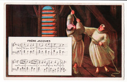 16383 / Partition FRERE JACQUES Ding Ding Dong Parole Musique Ronde Enfantine Illustration Aquarelle - Märchen, Sagen & Legenden