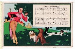 16389 / Partition CADET ROUSSELLE Trois Maisons Chiens Parole Musique Ronde Enfantine Illustration Aquarelle - Märchen, Sagen & Legenden