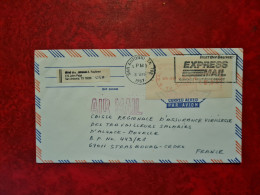 Lettre 1987 SAN ANTONIO NEXT DAY DELIVER EXPRESS MAIL POUR STRASBOURG FLAMME + VIGNETTE FFRANCHOSSEMENT - Lettres & Documents