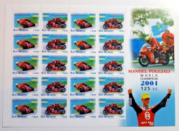 SAN MARINO 2002, MINIFOGLIO MOTOMONDIALE POGGIALI CAMPIONE DEL MONDO 2001 - Blocks & Sheetlets